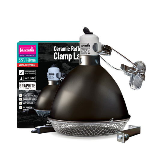 Arcadia Reflector Clamp Lamp + Ceramic E27 Lampholder GR - 14cm